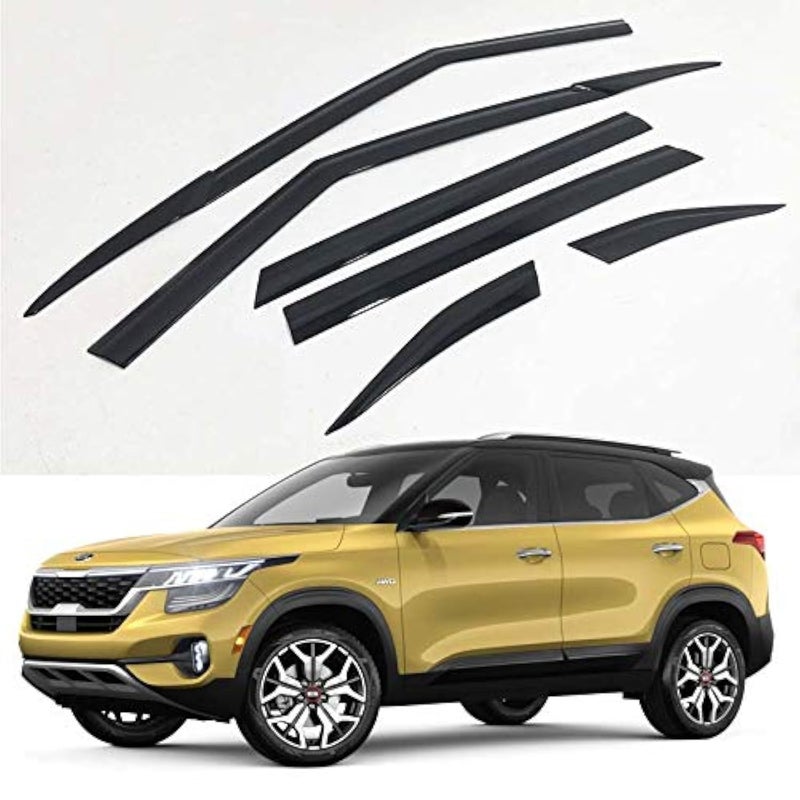 AUTO CLOVER Side Rain Guards Wind Deflectors 6p for 2021 2022 2023 KIA Seltos - Image 1